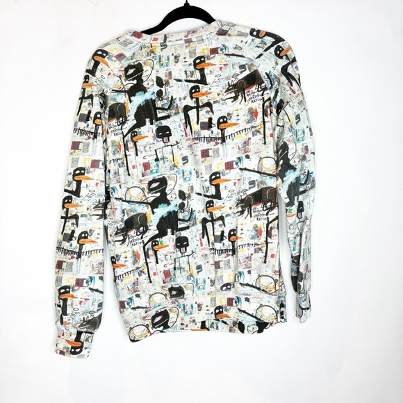 Eleven Paris | Basquiat Flocked Graphic Sweatshirt Mens S Crew All Over Print - Picture 3 of 5
